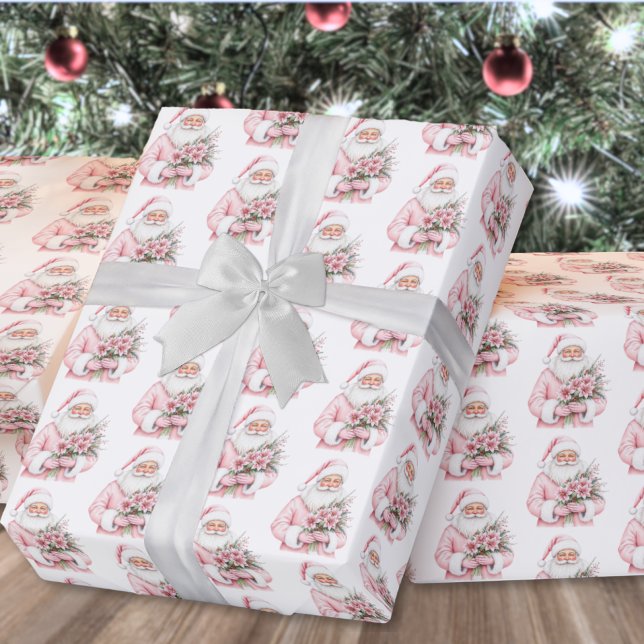 Santa Claus Pink Christmas Wrapping Paper (Santa Claus Pink Christmas Wrapping Paper)