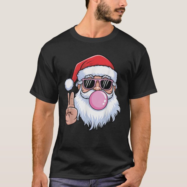 Santa Claus Pink Glasses Bubblegum  T-Shirt (Front)