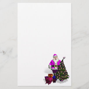 Santa Claus Pink Ribbons Stationery