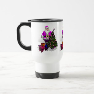 Santa Claus Pink Ribbons Travel Mug