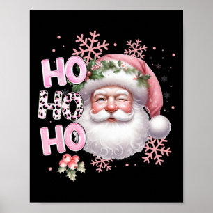 Santa Claus Pink Xmas Christmas Holidays Girl Poster