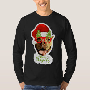Santa Claus Pitbull Dog T-Shirt