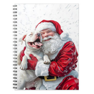 Santa Claus & Pitbull Puppy Dog Notebook