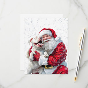 Santa Claus & Pitbull Puppy Dog RSVP Card