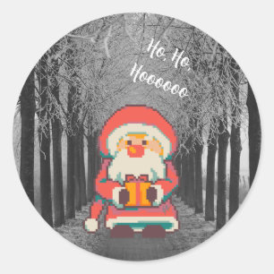 Santa Claus Pixelart Ho, Ho, Pixel Art Classic Round Sticker