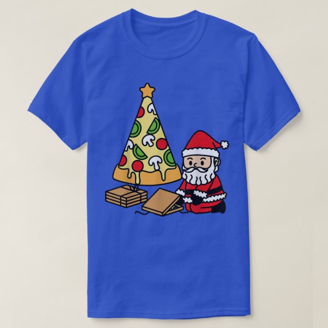 Santa Claus Pizza Christmas Tree Italian Food Love T-Shirt (Design Front)