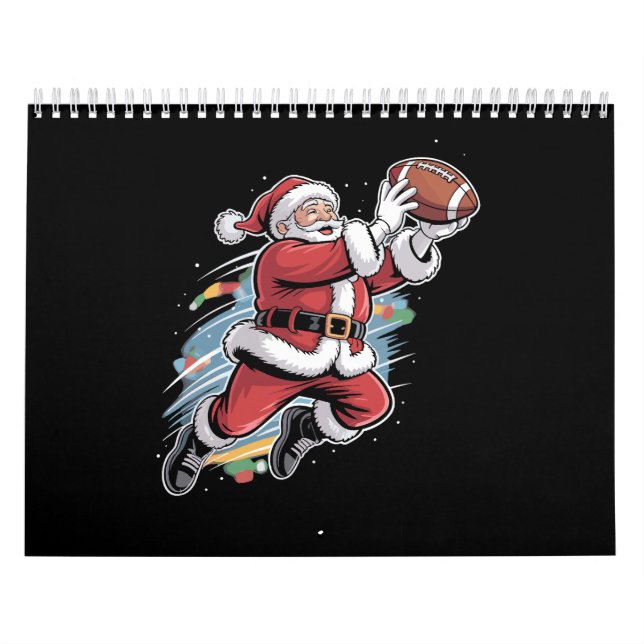 Santa Claus Playing American Football Christmas  Calendar (Cover)
