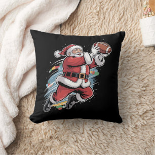 Santa Claus Playing American Football Christmas Cushion