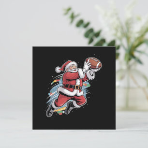 Santa Claus Playing American Football Christmas  Holiday Card