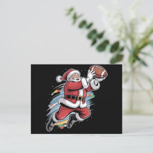 Santa Claus Playing American Football Christmas  Holiday Postcard