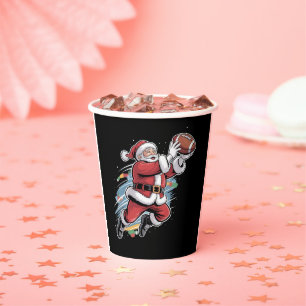 Santa Claus Playing American Football Christmas  Paper Cups
