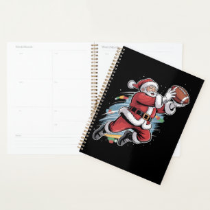 Santa Claus Playing American Football Christmas  Planner