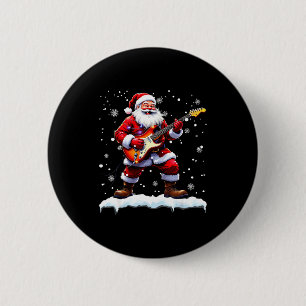 Santa Claus Playing B Guitar Christmas Xmas Music 6 Cm Round Badge