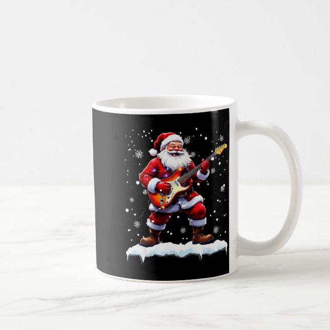 Santa Claus Playing B Guitar Christmas Xmas Music  Coffee Mug (Right)
