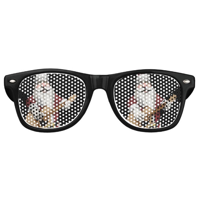 Santa Claus Playing Christmas Songs On His Guitar Retro Sunglasses (Front)