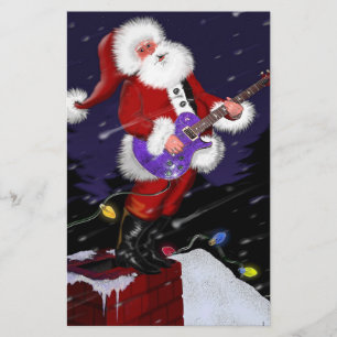 Santa Claus Playing Electric Guitar Stationery