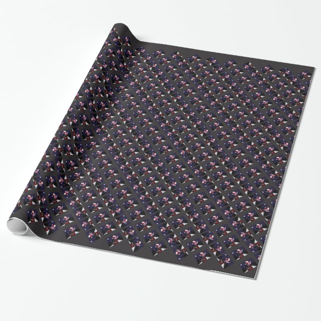 Santa Claus Playing Electric Guitar Wrapping Paper (Unrolled)
