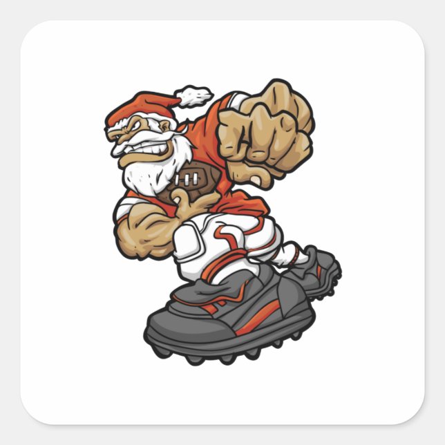 Santa Claus Playing Football illustration Square Sticker (Front)
