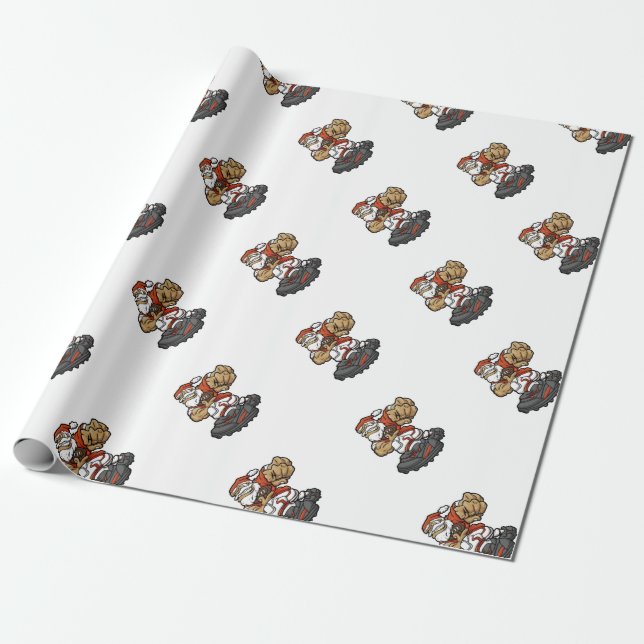 Santa Claus Playing Football illustration Wrapping Paper (Unrolled)