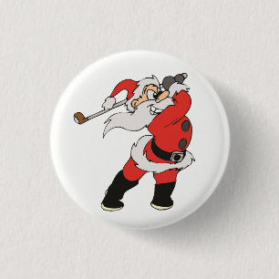 Santa Claus playing golf 3 Cm Round Badge