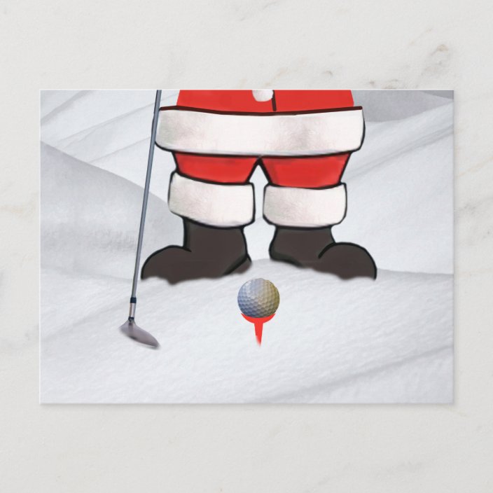 Santa Claus Playing Golf in the Snow Holiday Postcard | Zazzle.co.uk