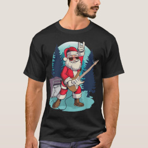 Santa Claus playing Guitar Funny Rock Christmas Mu T-Shirt