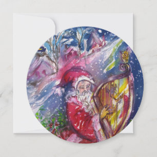 SANTA CLAUS PLAYING HARP - CHRISTMAS PARTY Pearl Invitation