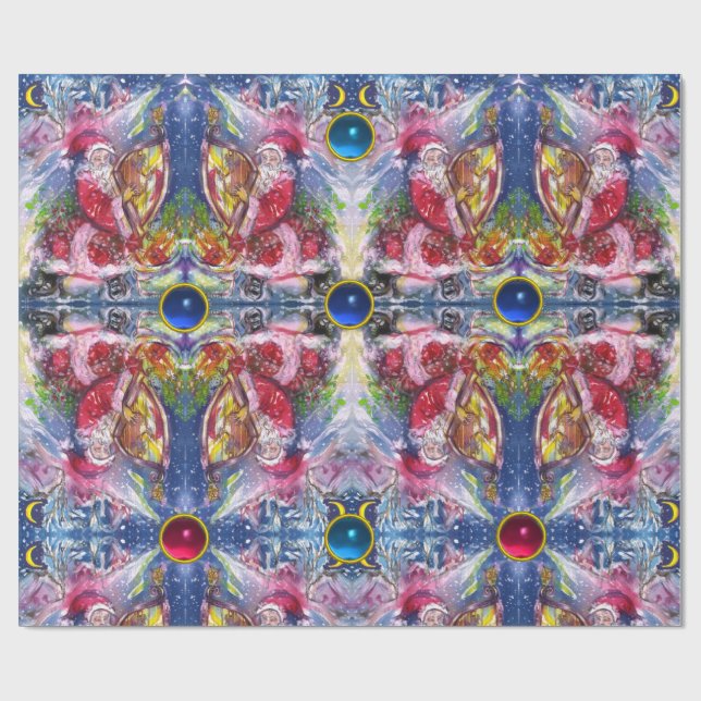 SANTA CLAUS PLAYING HARP IN MOONLIGHT Abstract Wrapping Paper (Flat)