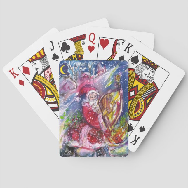 SANTA CLAUS PLAYING HARP IN THE MOONLIGHT CARDS (Back)