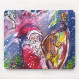 SANTA CLAUS PLAYING HARP IN THE MOONLIGHT MOUSE MAT
