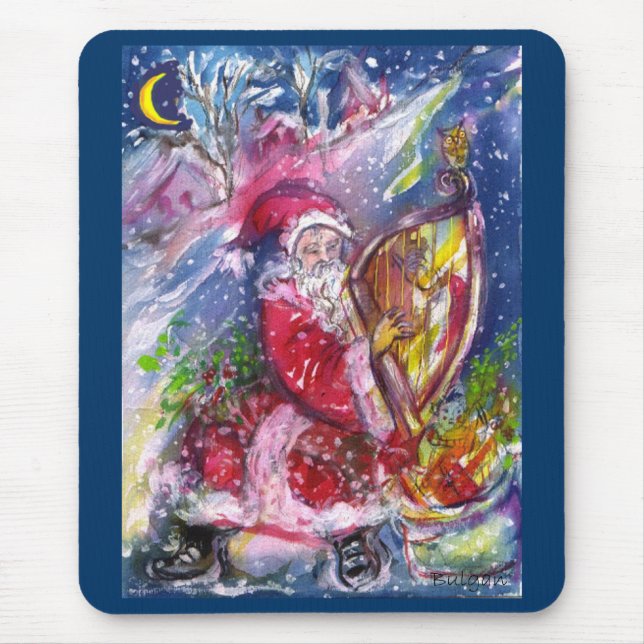 SANTA CLAUS PLAYING HARP IN THE MOONLIGHT MOUSE MAT (Front)