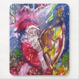 SANTA CLAUS PLAYING HARP IN THE MOONLIGHT MOUSE MAT