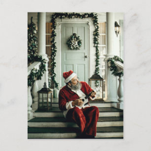 Santa Claus Playing Music Postcard