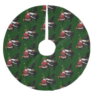 Santa Claus Playing Piano Brushed Polyester Tree Skirt