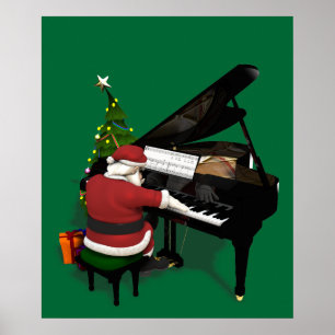 Santa Claus Playing Piano Poster