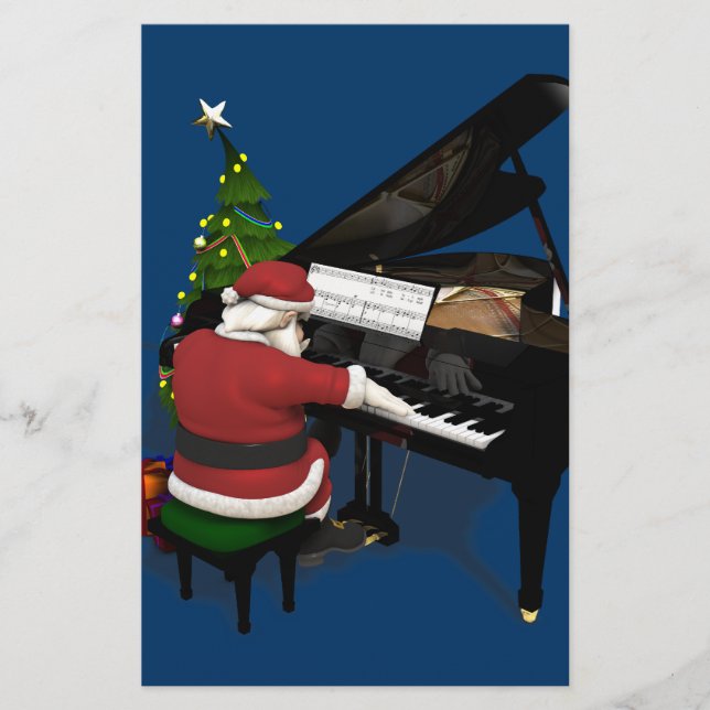 Santa Claus Playing Piano Stationery (Front)