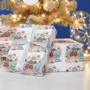 Santa Claus playing ping pong in a Hawaiian shirt Wrapping Paper