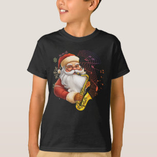 Santa Claus Playing Saxophone Musical Musician Chr T-Shirt