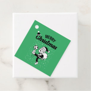 Santa Claus Playing Soccer Funny  Favour Tags