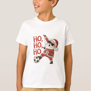 Santa Claus playing soccer with Christmas lights T-Shirt