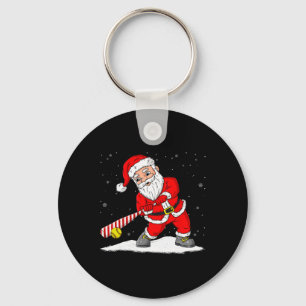Santa Claus Playing Softll Merry Christmas Pajama  Key Ring