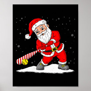 Santa Claus Playing Softll Merry Christmas Pajama Poster