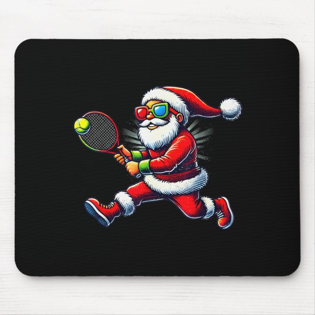 Santa Claus Playing Tennis Game Tennis Racket Chri Mouse Mat (Front)