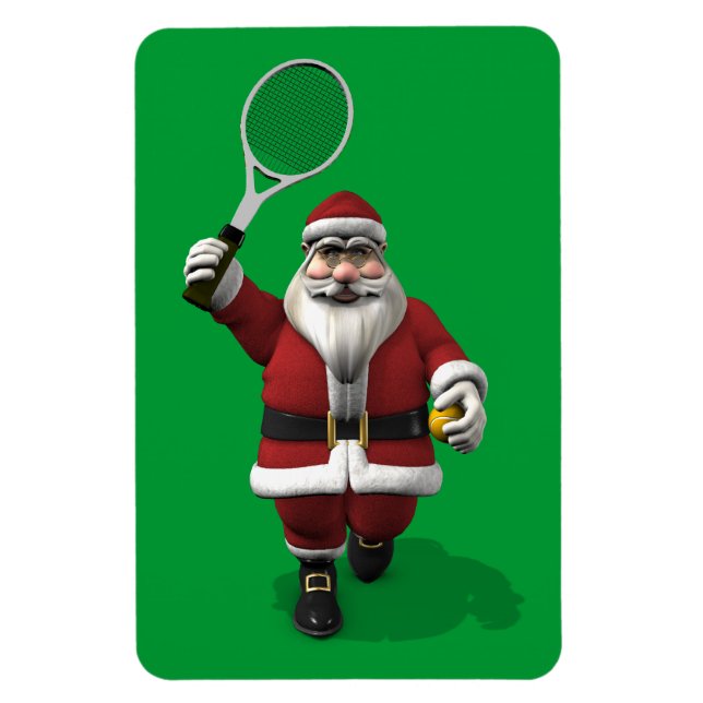 Santa Claus Playing Tennis Magnet (Vertical)