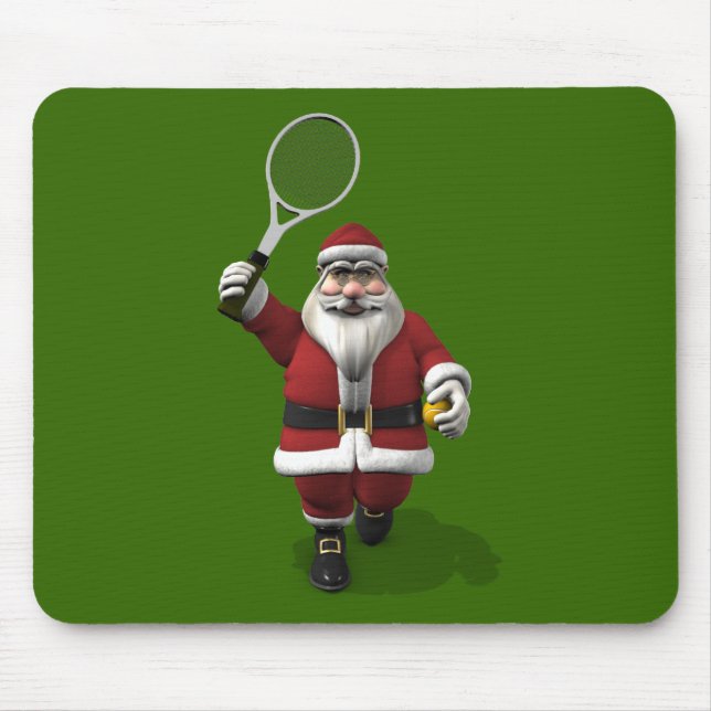 Santa Claus Playing Tennis Mouse Mat (Front)