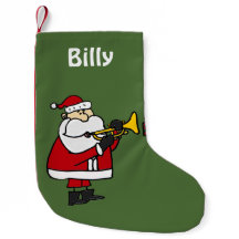 Santa Claus Playing Trumpet Christmas Stocking