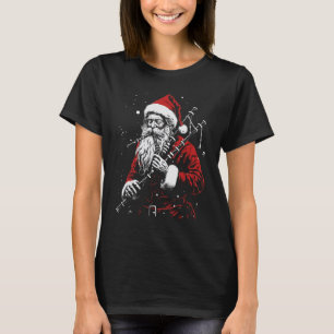 Santa Claus Playing Uilleann Pipes Christmas Music T-Shirt