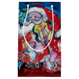 SANTA CLAUS PLAYING VIOLIN Christmas Party Small Gift Bag