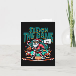 Santa Claus Plays Basketball- Christmas Xmas Boys Card