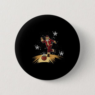 Santa Claus Plays Bowling - Xmas Gift For Your Bow 6 Cm Round Badge